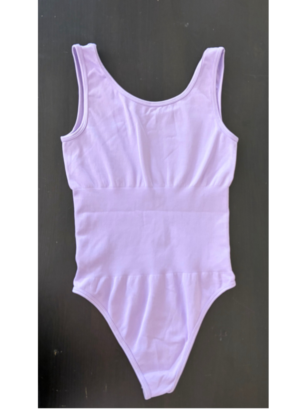 OQQ Seamless Ribbed Tank Capsule Wardrobe Bodysuit Lavender Purple Size S - Picture 2 of 5